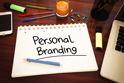 Personal Branding - handwritten text in a notebook on a desk - 3d render illustration.